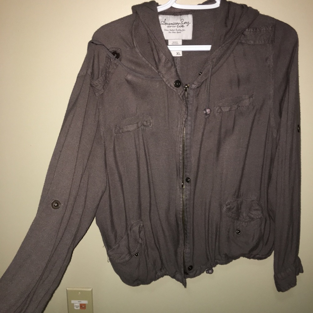 Zip up army green jacket